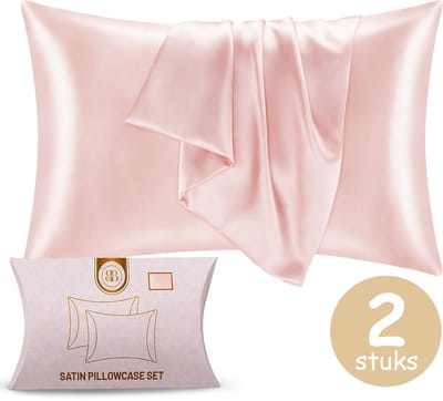 BeBliss Satijnen Kussensloop - Anti Allergeen - Haarverzorging - Curly Girl - Krullend Haar Producten - Kussenhoes - 60 x 70 cm - Set van 2 - Roze