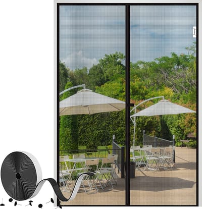 Magnetisch vliegengaas, voor balkondeur, 200 x 210 cm, versterkte magnetische insectenwerende deur, vliegengordijn voor kelderdeur, terrasdeur, muggennet, klittenbandinstallatie, zwart