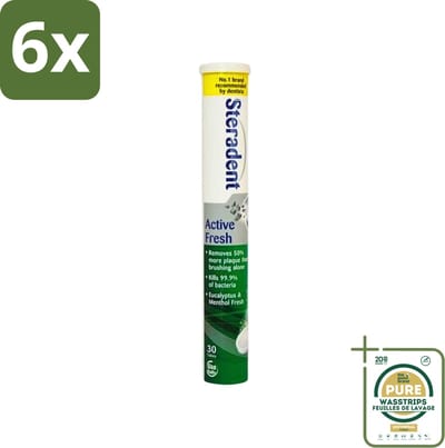 Steradent - Reinigingstabletten - Active Fresh - Voor Kunstgebitten - 30 Tabletten - Voordeelverpakking - 6 stuks - Kunstgebit hygiëne - Kunstgebit reinigingstablet