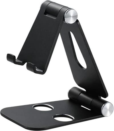 *** Universele Verstelbare Telefoonhouder - Aluminium - Telefoon standaard bureau - Zwart - Optimaal handsfree gemak met Heble® ***