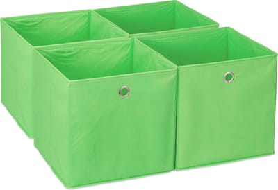 kastmand - set van 4 - opvouwbaar - 30x30x30 cm - voor kleding - speelgoed - groen