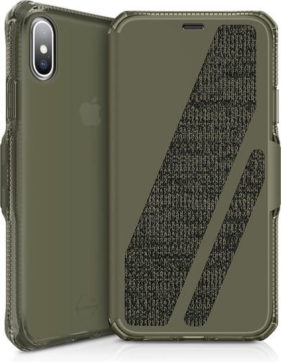 ITSkins Telefoonhoesje geschikt voor Apple iPhone XS Max Hoesje | ITSkins SpectrumFolio Bookcase - Kaki | Groen
