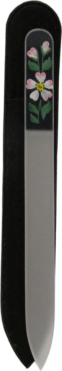 MILANO Professionele Kristal Glas Nagelvijl Glass Nailfile - Handbeschilderd - Roze bloem