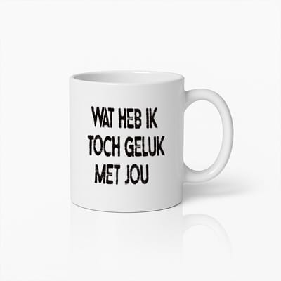 Romantische Cadeau Mok – “Wat Heb Ik Toch Geluk Met Jou” – Perfecte Beker om Liefde en Waardering te Tonen