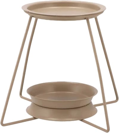 DK Design Geurbrander rond - amberblokjes/geurblokjes/geurolie - metaal - beige/zand - 10 x 18 x 13 cm