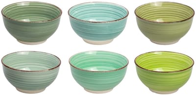 Cookinglife Kleine Kommen Delice Groen ø 12 cm – Set van 6 – Geschikt voor Snacks, Dips of Bijgerechten – Aardewerk met Groene Glazuurlaag – Vaatwasser- en Magnetronbestendig – Compact, Duurzaam en Stapelbaar