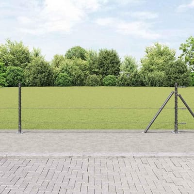 Hekpalen Set - Tuinpalen Staal - Tuin Afzetten - Weerbestendige Coating - 10 x 0.4 m - Grijs