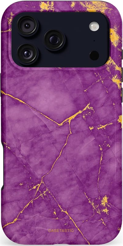Casetastic hoesje geschikt voor Apple iPhone 17 Pro Max - MagSafe - Dubbellaagse bescherming - Paarse Marmer - Fashion Case - Lavendel Goud