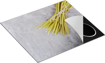 Chefcare Inductie Beschermer Sperziebonen op Grijze Marmer - 60x50 cm - Afdekplaat Inductie - Kookplaat Beschermer - Inductie Mat