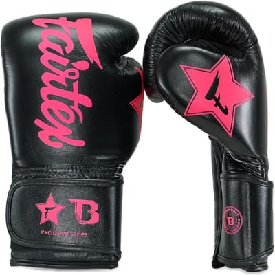 Fairtex X Booster Bokshandschoenen - FXB BG V2 - Echt leer - Zwart/Roze 14 oz