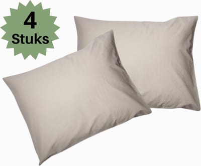 Droomtextiel Hotelkwaliteit Kussenslopen - Taupe-Zand - Set van 4 Stuks 60x70cm - 100% Hoogwaardige Katoen