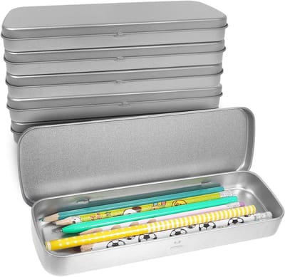 Set van 6 Lege Metalen Pennenboxen met Deksel - Ideaal voor Pennen, Kantoorbenodigdheden en Creatieve Opslag