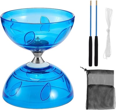 Diabolo met Kogellagers en Glowing in the Dark, Driehoekige Opbergtas, 10 m Vervangkabel, Stok en Netzak, Perfect Cadeau voor Beginners en Professionals in Jongleeraccessoires