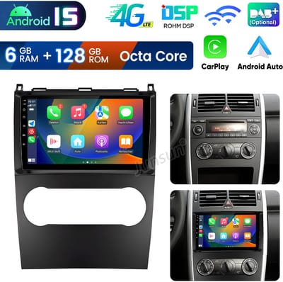 Junsun autoradio Geschikt voor Mercedes-Benz A/B-klasse W169 W245, 6GB+128GB, Android 15 Draadloze CarPlay & Andriod Auto, DAB+, GPS-navigatiesysteem, Bluetooth, Stuurwielbediening, WiFi & 4G, RDS & USB, 9-inch Touchscreen, DSP, Octa-core processor
