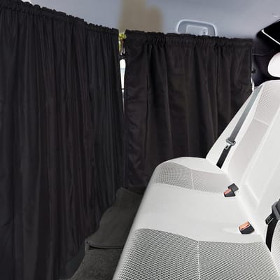 Famanu - Zonwerende scheidingsgordijnen 140 × 80 cm met 2 zijgordijnen, privacybescherming voor auto of baby – Zwart