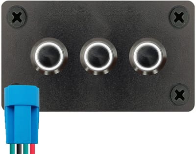 ProRide Metalen Drukschakelaars ON-OFF 220V - 12mm - Drievoudig inbouwpaneel - IP67 - LED indicatie Wit