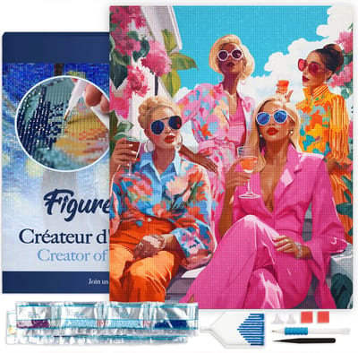 Figured'Art Diamond Painting set Volwassenen 40x50 cm met lijst Bijeenkomst van Divas - 5D DIY Art full drill vierkante diamant - Canvas al ingelijst