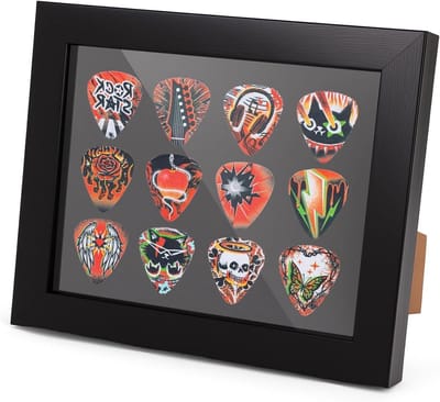 Plectrum Displayframe - Vitrine Plectrums - Muziek Collectie - Voor 12 Plectrums - 17 x 21 cm - Zwart