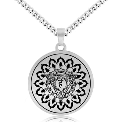 Keel Chakra (Vishuddha) Ketting - Zilverkleurig Talisman - Roestvrij Staal - Spiritueel Cadeau - Pax Amare