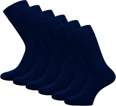 6 paar SQOTTON® Katoenen sokken - Naadloos - Heren & Dames - Marineblauw - Maat 35-38