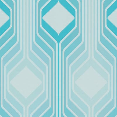 Retro behang Profhome 395321-GU vliesbehang hardvinyl warmdruk in reliëf licht gestructureerd met geometrische vormen mat blauw turkooisblauw lichtblauw 4,5 m2