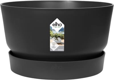 Elho Greenville Schaal 33 - Plantenschaal met Waterreservoir - 100% Gerecycled Plastic - Ø 32.5 x H 19.4 cm - Living black