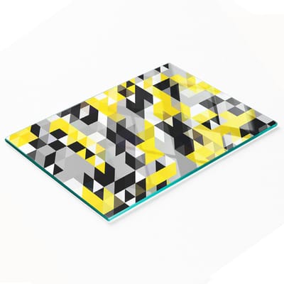 Decoratieve snijplank van gehard glas met geometrische vormen, 80x52 cm