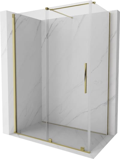 Mexen Velar schuifdouchecabine 130 x 70 , transparant, goud - 871-130-070-01-50