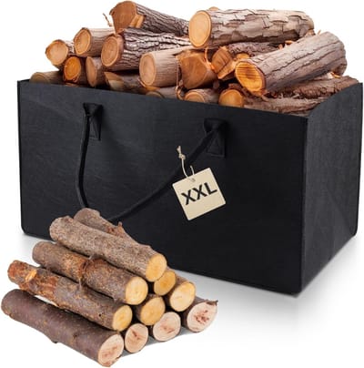 Famanu – Grote vilten opbergmand 60 liter met handgrepen, opvouwbare boodschappentas voor hout, kleding, speelgoed en boeken