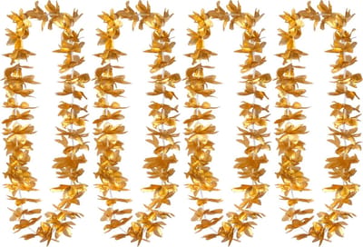 Boland Hawaii krans/slinger - 4x - Tropische kleuren goud - Bloemen hals slingers