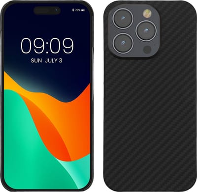 kalibri hoesje geschikt voor Apple iPhone 15 Pro - aramidehoes voor smartphone - mat zwart