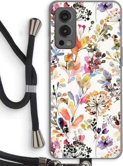Case Company® - Hoesje met koord geschikt voor OnePlus Nord 2 5G hoesje met Koord - Wilde grassen - Telefoonhoesje met Zwart Koord - Bescherming aan alle Kanten en Over de Schermrand