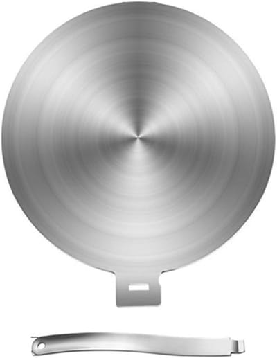 Roestvrijstalen inductiekookplaat adapter met afneembare handgreep, 20 cm, voor efficiënt koken en warmteverspreiding in de keuken