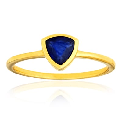 Cavill - Verstelbare Zilveren Ring - 925 Sterling Zilver Verguld - 0,63 ct Madagaskar Blauwe Triljant Saffier - Elegant & Tijdloos Dames Sieraad