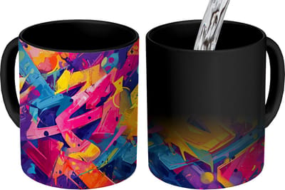 Magische Mok - Foto op Warmte Mokken - Koffiemok - Abstract - Vormen - Kleurrijk - Magic Mok - Beker - 350 ML - Theemok