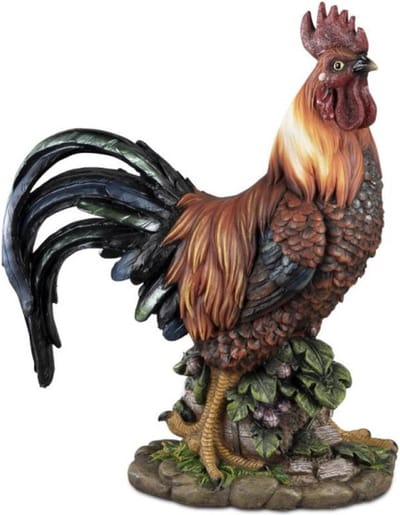 Beeld Haan - handgeschilderd - 38 cm hoog - polyresin - tuindecoratie voor binnen of buiten