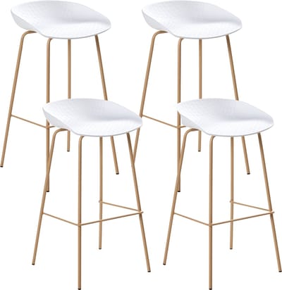 VENLO - Set van 4 barstoelen - Wit - Synthetisch materiaal
