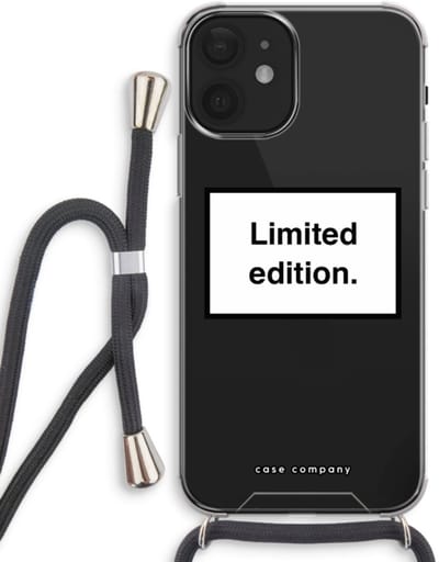 Case Company® - Hoesje met koord geschikt voor iPhone 12 hoesje met Koord - Limited edition - Telefoonhoesje met Zwart Koord - Bescherming aan alle Kanten en Over de Schermrand