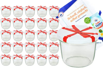 Set van 25 bekers 230 ml Naar 82 lint decor deksel incl. Diamant Gelierzauber receptenboekje