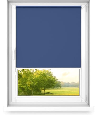time4blinds - Verduisteringsrolgordijn Zonder Boren - Verduisteringsrolgordijn, Rolgordijn Verduistering - 3 Soorten Montage, Zilveren Thermische Coating - Bosbes, 400x1000mm, Rechts