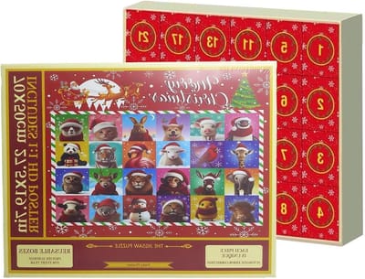 Kerst Puzzel Advent - Aftelkalender Legpuzzel - Feestelijke Ontspanning - 24 Dagen Puzzelplezier - 1000 Stukken - Multicolor