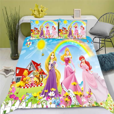 Disney Prinses Serie 100% Polyester Beddengoed Set Dekbedovertrek Voor Thuis 3-Delige Set 1 Dekbedovertrek Anime Schattig Bedrukt Cartoon 220*240cm 3pcs