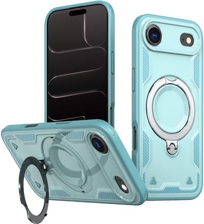 Hoesje Geschikt voor iPhone 17 Air - Armor hoes met Ringhouder - Arara backcover - Lake Blauw