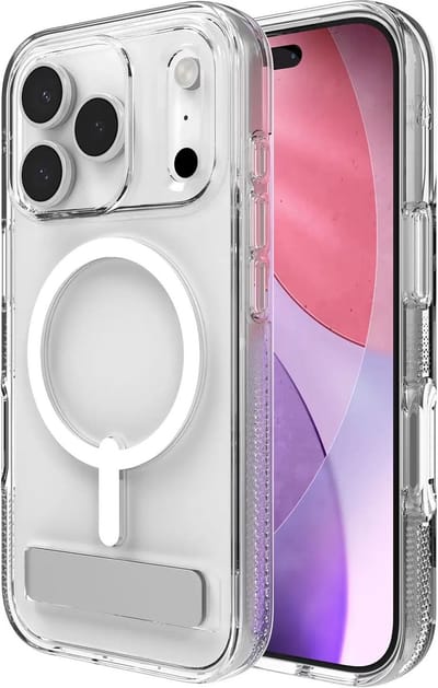 ZAGG Crystal Palace Snap Kickstand - Hoesje Geschikt voor Apple iPhone 17 Pro Max - Compatibel met MagSafe / Qi2 - Grafeen Back Cover met Standaard - 4M Valbescherming - Camera Button - Transparant