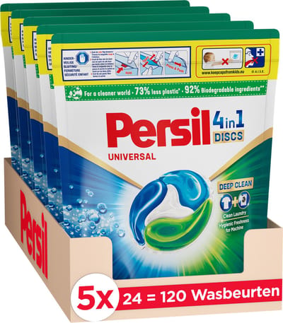 Persil Discs Universal - Krachtige Reiniging - Hygiënische Frisheid - Vlekverwijdering - Voordeelverpakking - 5x 24 stucks