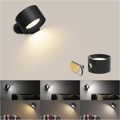 Daity LED-leeslamp — Wandmontage - 3 kleurtemperaturen & 3 helderheidsniveaus - touchbediening - 360° magnetische kogel — Ideaal voor studeerkamers - naast het bed en slaapkamers