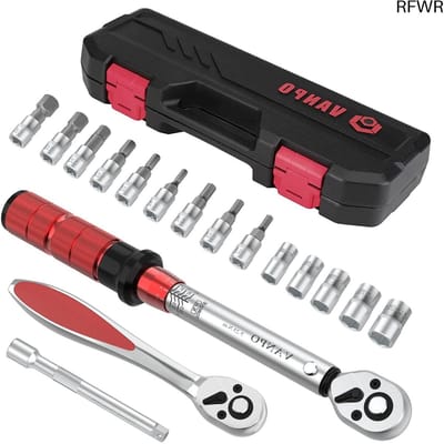 RFWR® Momentsleutel 1/4 inch 5-25 Nm - 17-delige set voor fiets en motorfiets