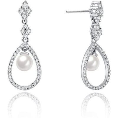 Bijoux en perles de tahiti S925 boucles d'oreilles en argent Sterling Dorp femmes Aros Mujer Oreja Aros Mujer Oreja argent 925 bijoux boucles d'oreilles blanc