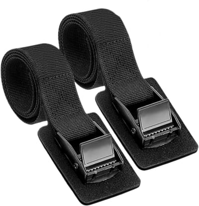 Set van 2 - Zwarte spanbanden - Draagvermogen 250 kg - 100 cm lang - spanband - bevestigingsband met roestvrijstalen gesp - spanband - bevestigingsbanden voor auto's, fietsendragers en kamperen.