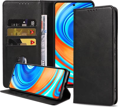 Smartphonica Telefoonhoesje geschikt voor Xiaomi Redmi Note 9 Pro / 9S kunstleren Hoesje met Magnetische sluiting en Pasjeshouders Book Case met Klepje - Zwart geschikt voor Xiaomi Redmi Note 9 Pro;Xiaomi Redmi Note 9S